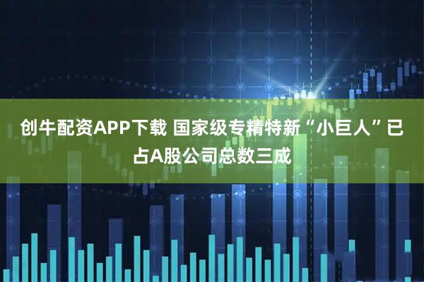 创牛配资APP下载 国家级专精特新“小巨人”已占A股公司总数三成